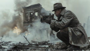 The 1921 Tulsa Race Massacre and the Destruction of Black Wall Street: Causes, Consequences, and Legacy 2 A 1921 press photographer documenting the smoldering ruins of the Greenwood District during the Tulsa Race Massacre, representing the role of the media.