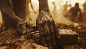 The 1921 Tulsa Race Massacre and the Destruction of Black Wall Street: Causes, Consequences, and Legacy 5 A low-angle shot of community members' hands laying bricks to rebuild the Greenwood District after the 1921 Tulsa Race Massacre, symbolizing Black resilience and recovery.